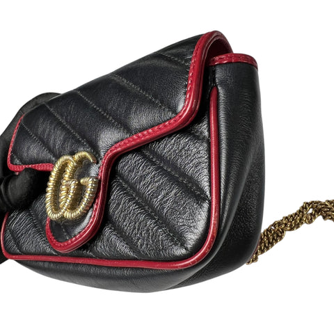 Gucci GG Marmont Chain Shoulder Crossbody Bag Quilted Super Mini