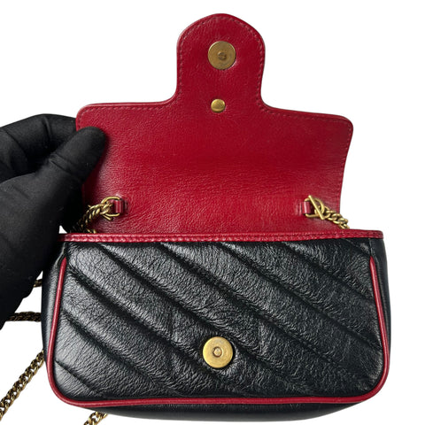 Gucci GG Marmont Chain Shoulder Crossbody Bag Quilted Super Mini