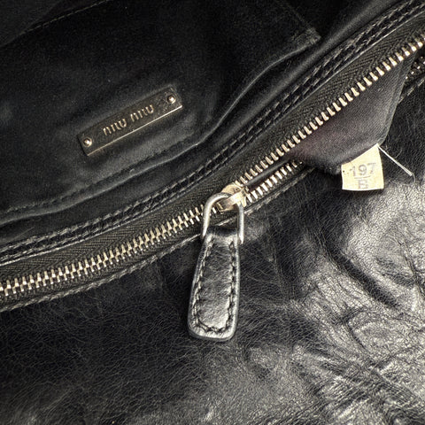 Miu Miu Black Matelassé Leather Shoulder Bag