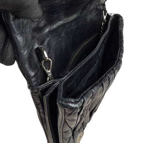 Miu Miu Black Matelassé Leather Shoulder Bag