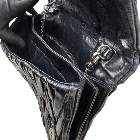 Miu Miu Black Matelassé Leather Shoulder Bag