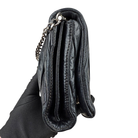 Miu Miu Black Matelassé Leather Shoulder Bag