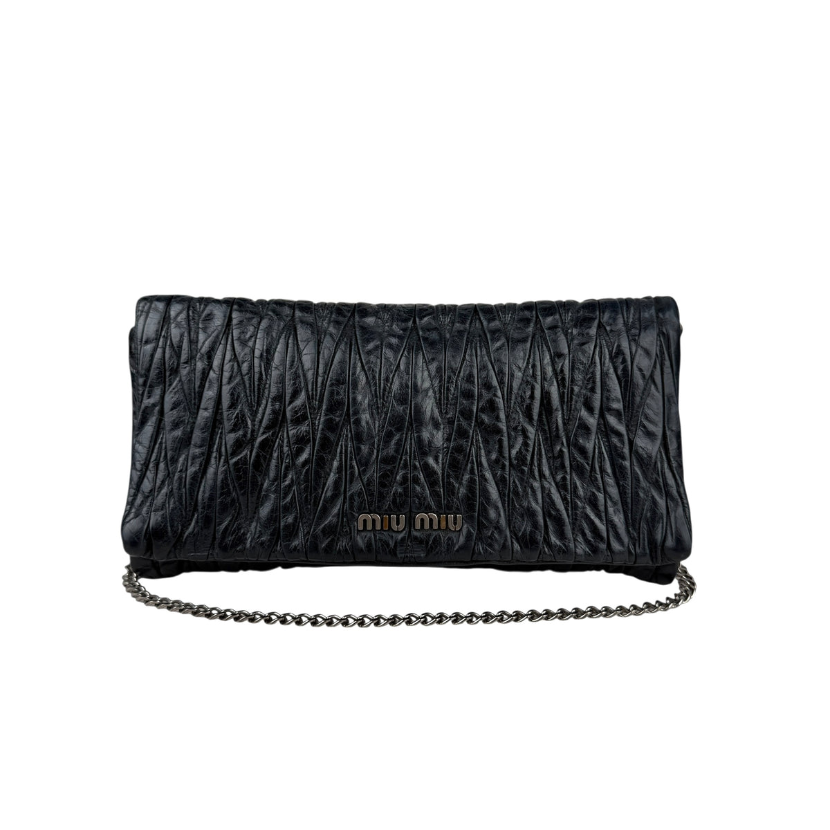 Miu Miu Black Matelassé Leather Shoulder Bag