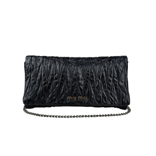 Miu Miu Black Matelassé Leather Shoulder Bag