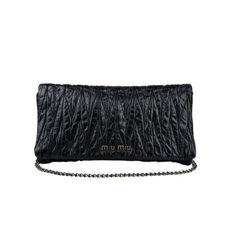 Miu Miu Black Matelassé Leather Shoulder Bag