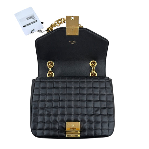 CELINE C Small Quilted Chain Shoulder Bag Near Mint