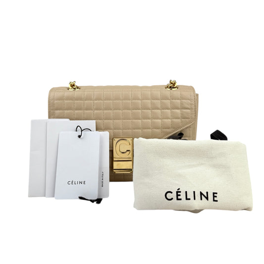 Celine Beige Quilted Leather Medium C Bag