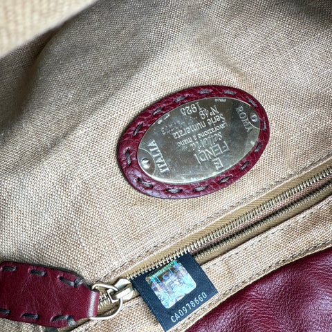 Fendi Selleria Leather Chain Hobo Shoulder Bag Tote