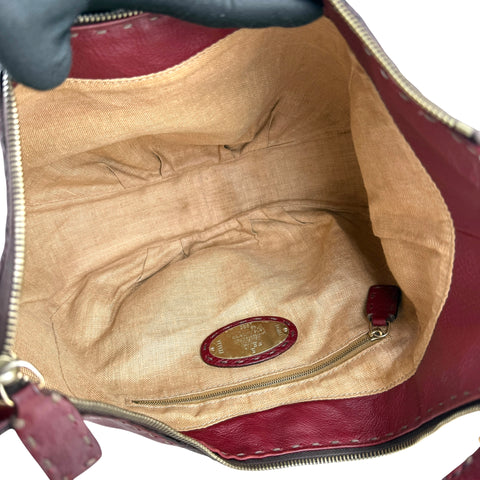 Fendi Selleria Leather Chain Hobo Shoulder Bag Tote