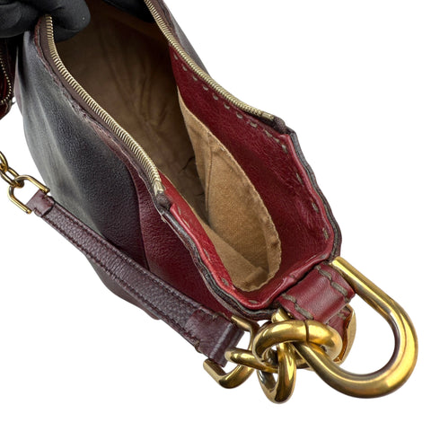 Fendi Selleria Leather Chain Hobo Shoulder Bag Tote