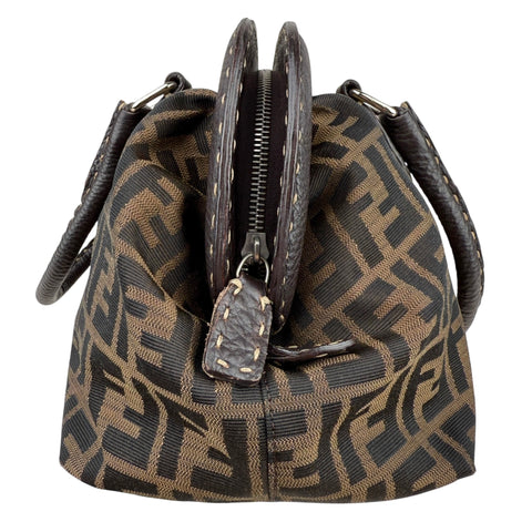 Fendi Zucca Canvas Hand Bag Brown Black