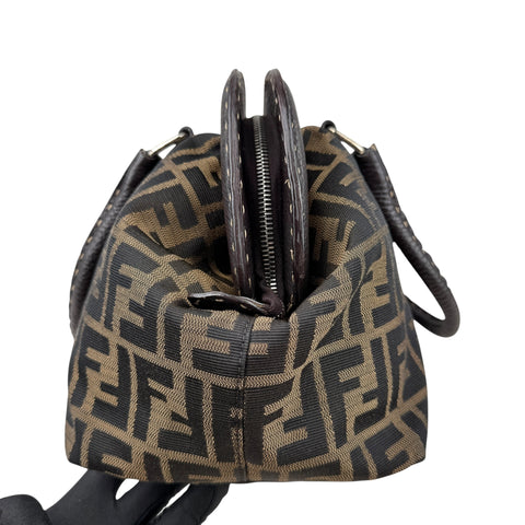 Fendi Zucca Canvas Hand Bag Brown Black