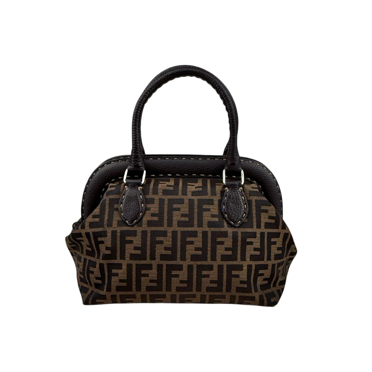 Fendi Zucca Canvas Hand Bag Brown Black