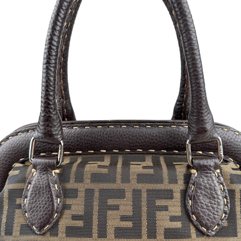 Fendi Zucca Canvas Hand Bag Brown Black