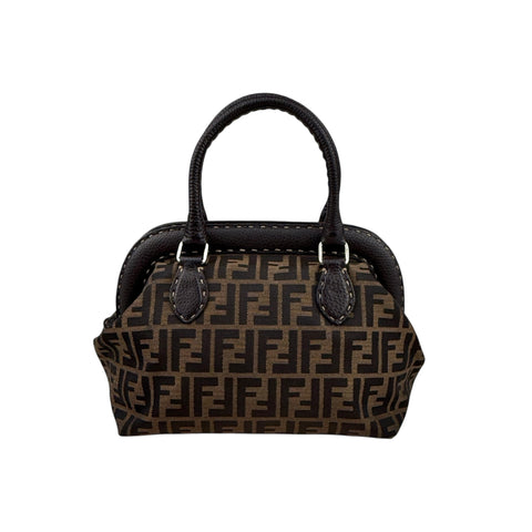 Fendi Zucca Canvas Hand Bag Brown Black