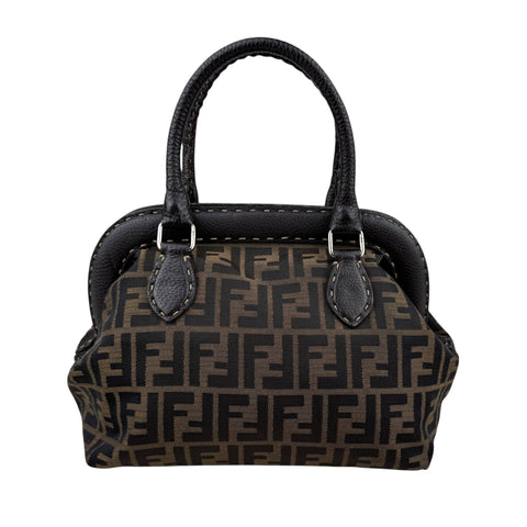 Fendi Zucca Canvas Hand Bag Brown Black