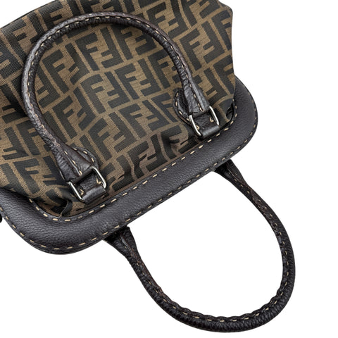 Fendi Zucca Canvas Hand Bag Brown Black
