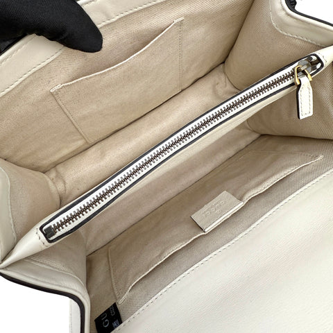 GUCCI Calfskin Bamboo Web Medium Dionysus Top Handle Bag White Blue Hibiscus Red