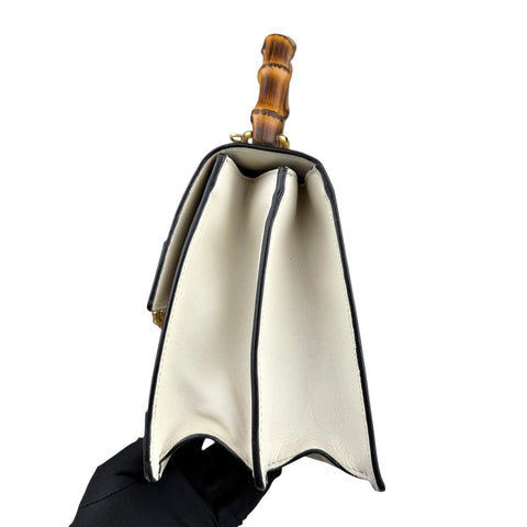 GUCCI Calfskin Bamboo Web Medium Dionysus Top Handle Bag White Blue Hibiscus Red