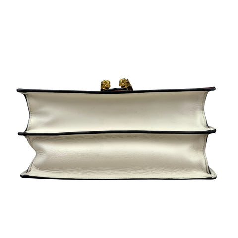 GUCCI Calfskin Bamboo Web Medium Dionysus Top Handle Bag White Blue Hibiscus Red