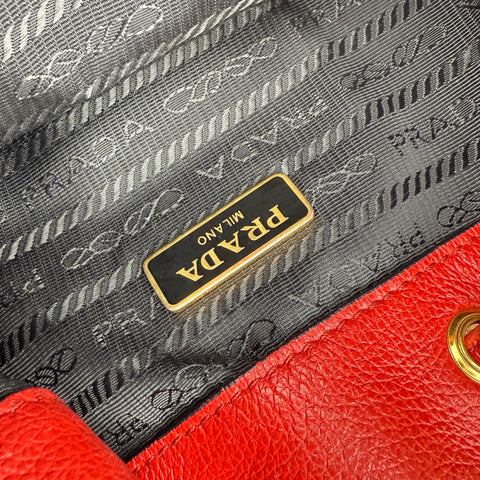 Prada Red Leather Bucket Bag