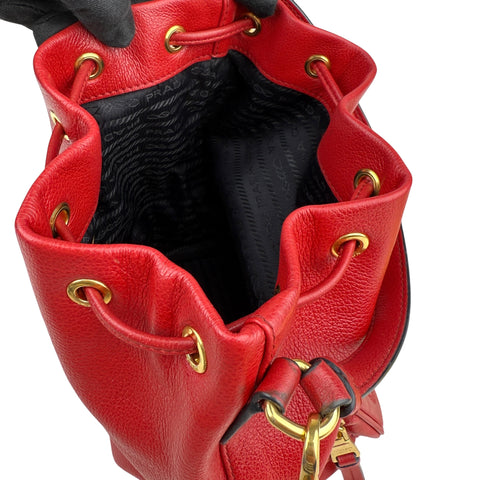 Prada Red Leather Bucket Bag