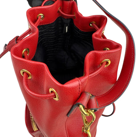 Prada Red Leather Bucket Bag