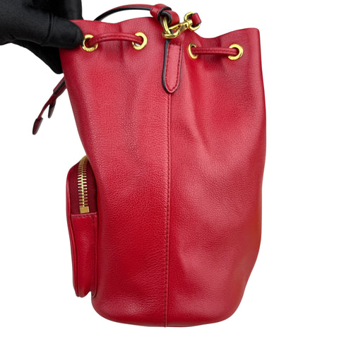 Prada Red Leather Bucket Bag