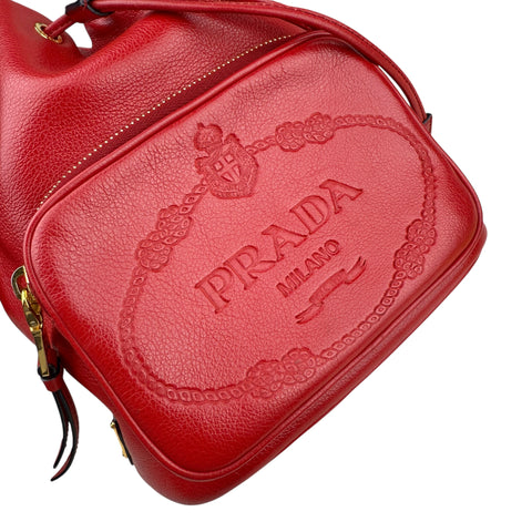 Prada Red Leather Bucket Bag