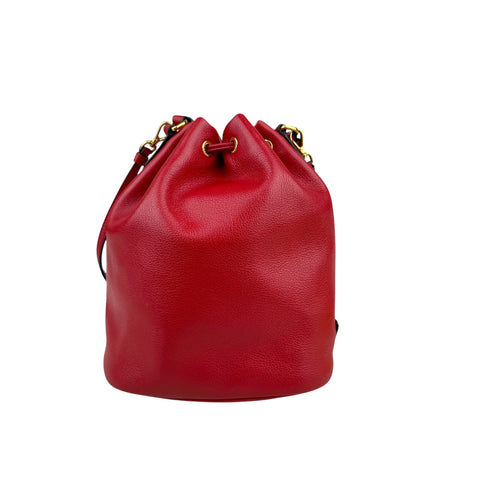 Prada Red Leather Bucket Bag