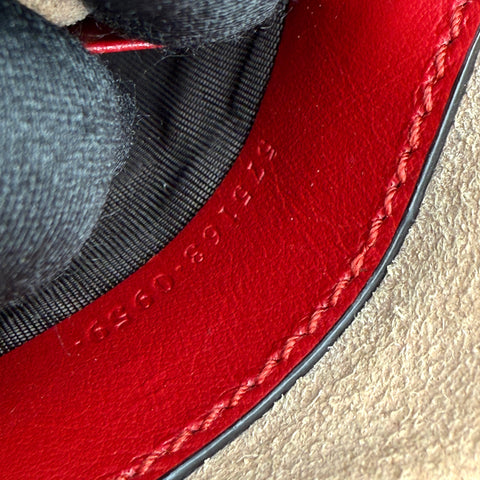 Gucci Mini bucket GG Marmont bag in red herringbone leather