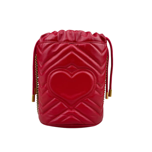 Gucci Mini bucket GG Marmont bag in red herringbone leather