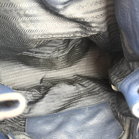 Prada Pebble Leather Hobo Bag Navy