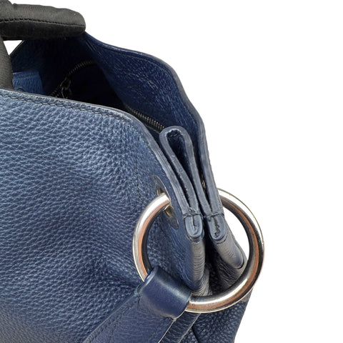 Prada Pebble Leather Hobo Bag Navy