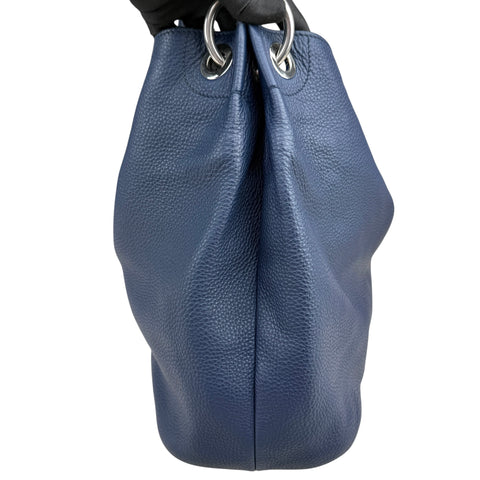 Prada Pebble Leather Hobo Bag Navy