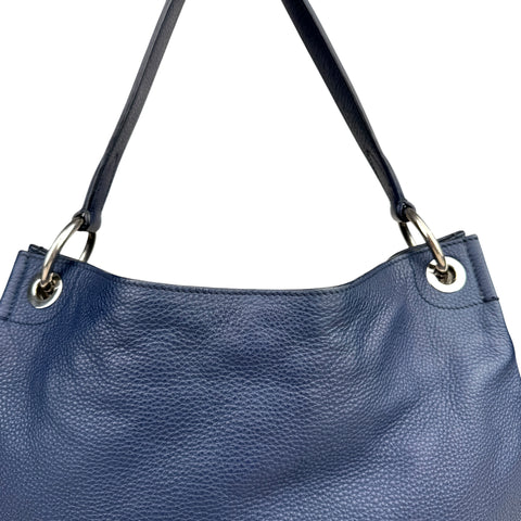 Prada Pebble Leather Hobo Bag Navy