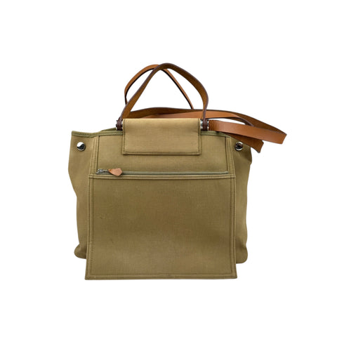 Hermès Khaki Cabag Elan Canvas Satchel
