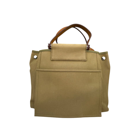 Hermès Khaki Cabag Elan Canvas Satchel