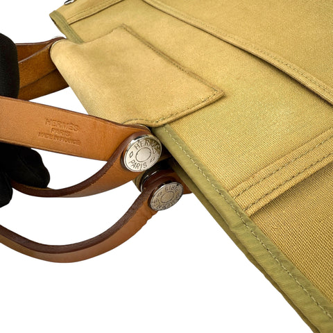Hermès Khaki Cabag Elan Canvas Satchel