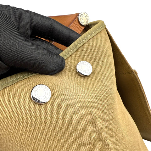 Hermès Khaki Cabag Elan Canvas Satchel