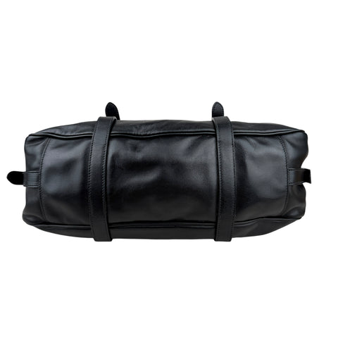 Prada Soft Calf Leather Satchel Bag  Long Strap Black