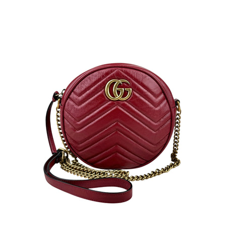 Gucci GG Marmont Round Shoulder Bag Red