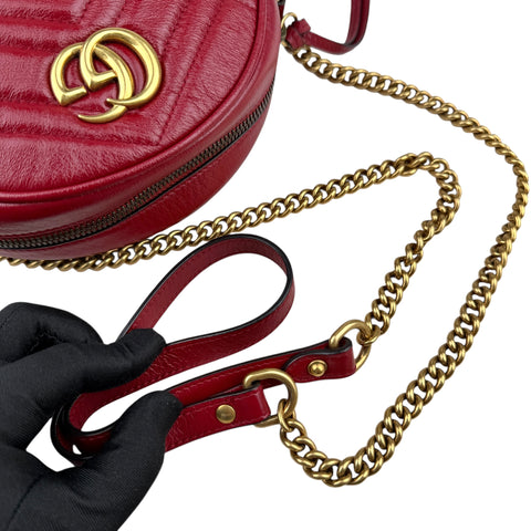 Gucci GG Marmont Round Shoulder Bag Red