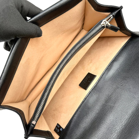 Gucci Dionysus Shoulder Bag – Black & White Geometric Leather with Silver Chain