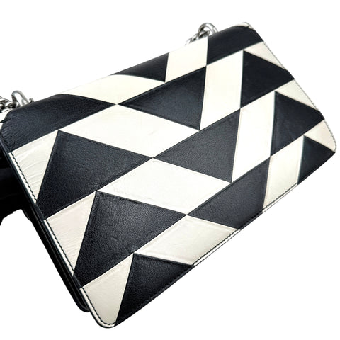 Gucci Dionysus Shoulder Bag – Black & White Geometric Leather with Silver Chain