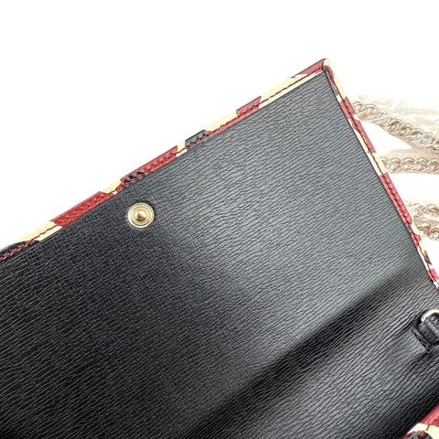 Gucci Leather Leopard Print clutch crossbody Chain Shoulder Wallet Bag