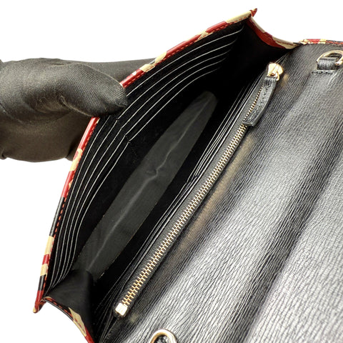 Gucci Leather Leopard Print clutch crossbody Chain Shoulder Wallet Bag