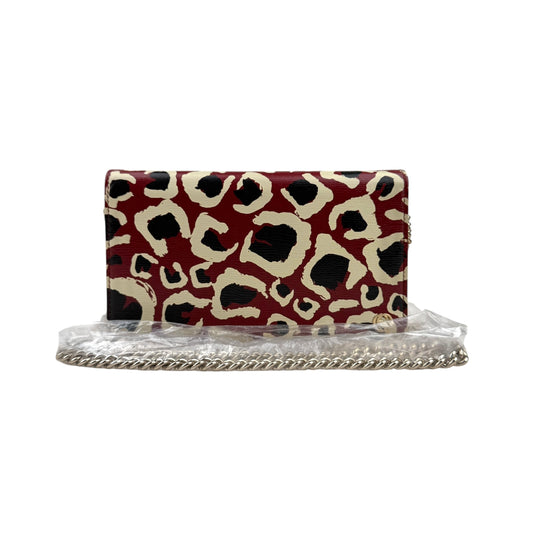 Gucci Leather Leopard Print clutch crossbody Chain Shoulder Wallet Bag