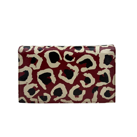 Gucci Leather Leopard Print clutch crossbody Chain Shoulder Wallet Bag