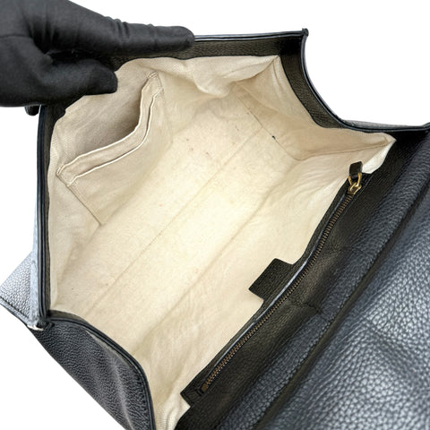 Gucci  Marmont GG Top Handle Flap Bag Black Leather